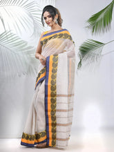 White Pure Cotton Tant Saree With Woven Designs-MA51TT43430127